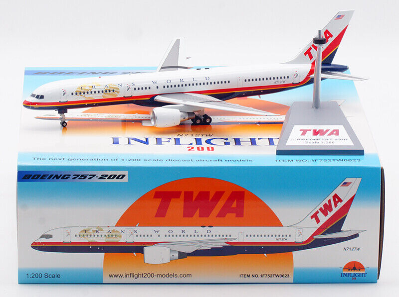 1:200 InFlight TWA BOEING 757-200 Passenger Airplane Diecast Aircraft Model