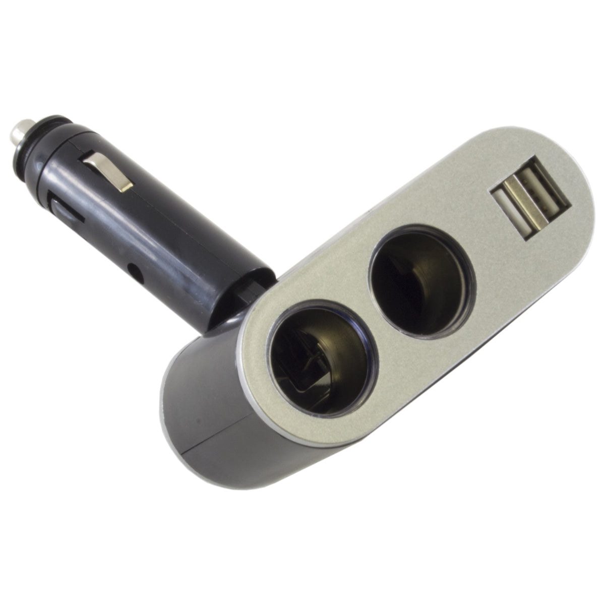 Car Lighter Power Socket Splitter - Twin Socket Car Charger with 2 USB Ports