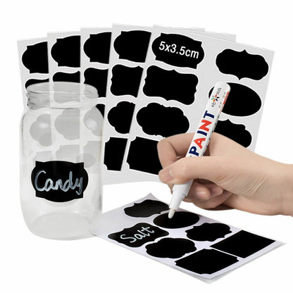 Stickers Waterproof Chalkboard Kitchen 48Pcs/Set Spice Label Home Jar Blackboard