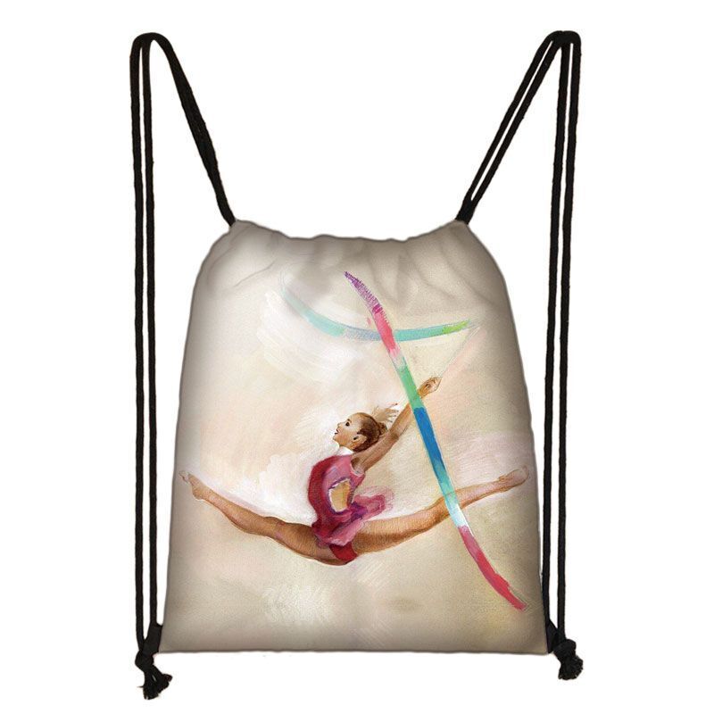 Watercolor Art Print Backpack Drawstring Bag Daypack Gymnast Storage Bag Travel
