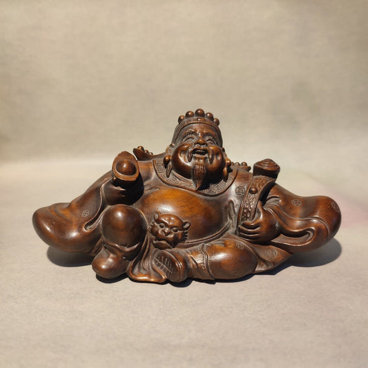 Exquisite antique laughing Buddha statues Buddhism Mammon Figurines carved wood