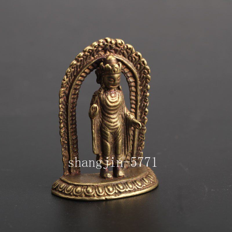 5CM Old Chinese Dynasty Bronze Buddhism Guanyin Kwanyin Buddha Statue