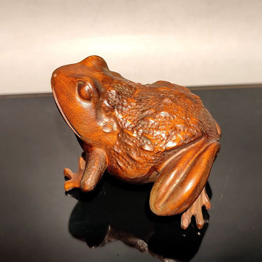 vintage frog statue home decor living room wood sculpture wooden figurine carved