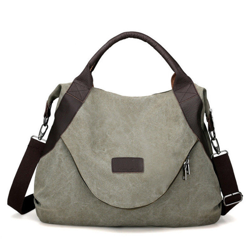 Women Ladies Large Pocket Casual Shoulder Cross body Handbags Canvas Leather Bag
