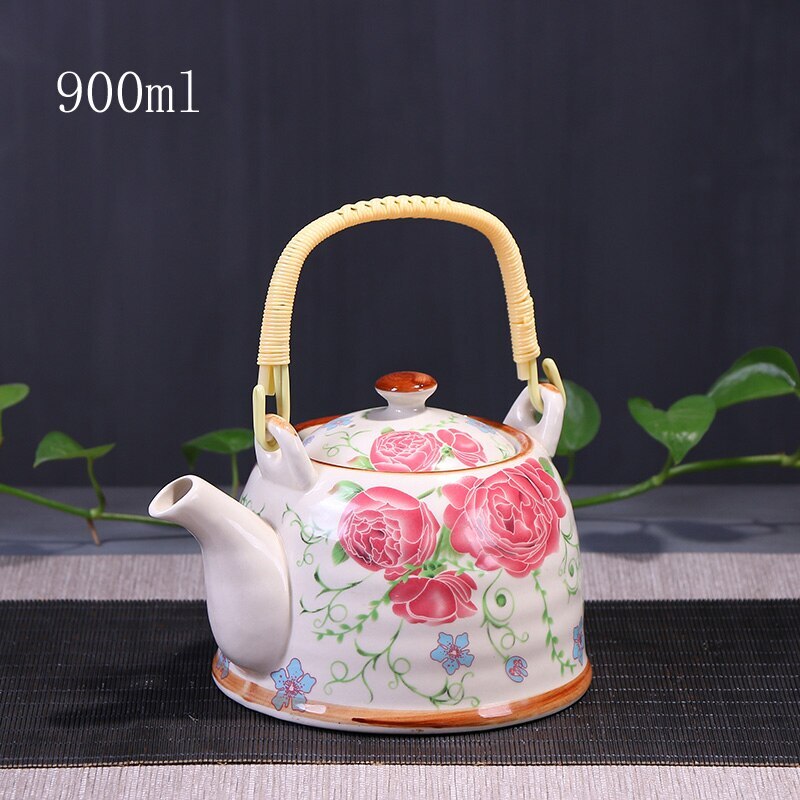 900ml China Porcelain Teapot With Strainer Net High Capacity Tea Pot For Hotel