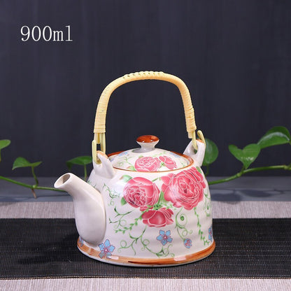 900ml China Porcelain Teapot With Strainer Net High Capacity Tea Pot For Hotel