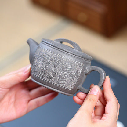 Hanwa Pot Marked Real Yixing Zisha Qinghui Clay Tea Pot Hand Carved Blessing New