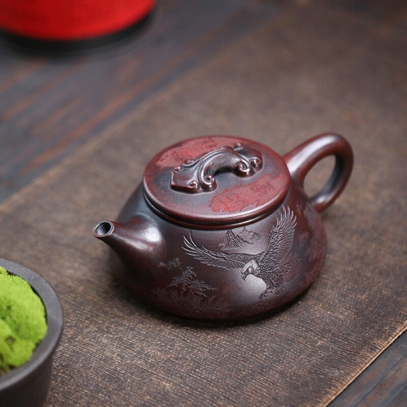 Handmade Tea Pot Embossed 10 Infuser Holes Real Yixing Zisha Clay Pot 330ml New