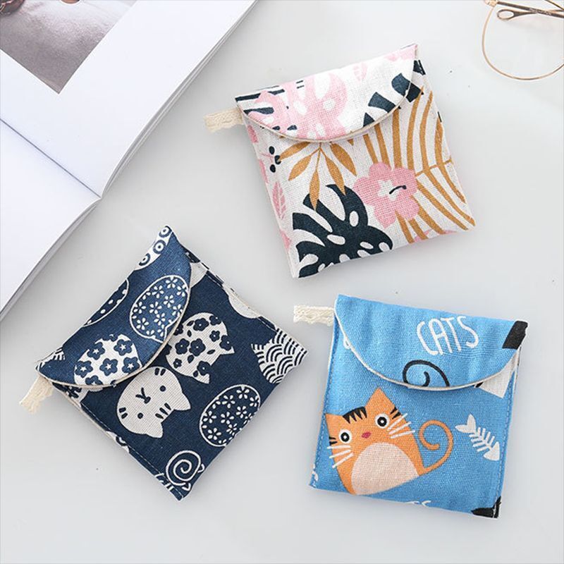 Cosmetic Organizer Sanitary Napkin Storage Bag Coin Card Pad Pouch Cosmetic Bags