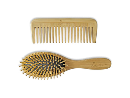 Wooden Hair Brush and Comb Set Natural Stylish Eco-Friendly Design Gift Set of 2