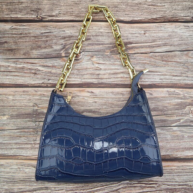 Zipper Handbags Texture Embossed Lacquer Shoulder Bag Simple Small Square Bags