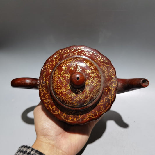 Vintage China Yixing Purple Clay Teapot Zisha Ceremony Enamel Exquisite Teaware
