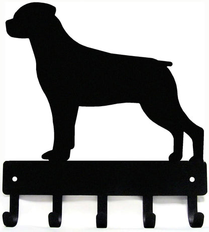 Rottweiler Key Rack Dog Leash Hanger - 9 inch Wide/6 inch Wide Metal Wall Art