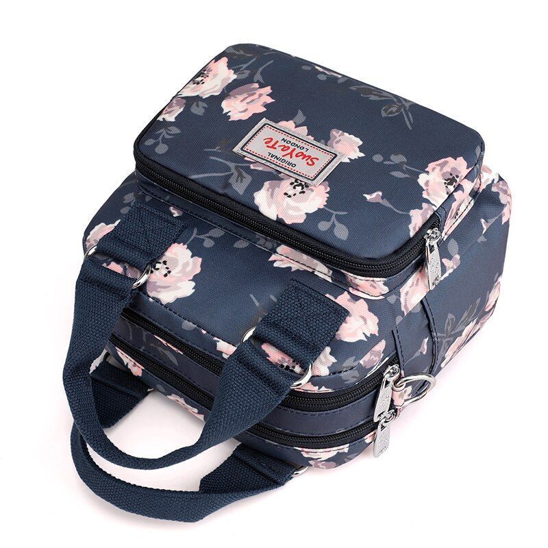 Floral Pattern Women Small Shoulder Bag Waterproof Nylon Handbag Messenger Bags