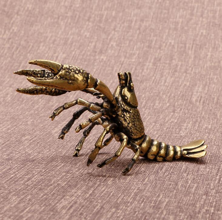 chinese old brass handmade statue casting shrimp collectable