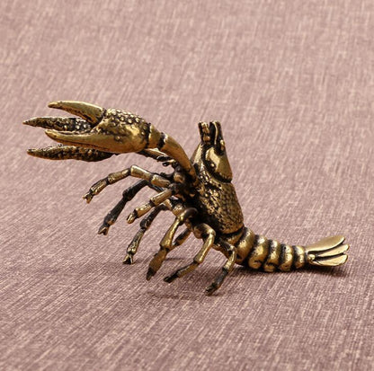 chinese old brass handmade statue casting shrimp collectable