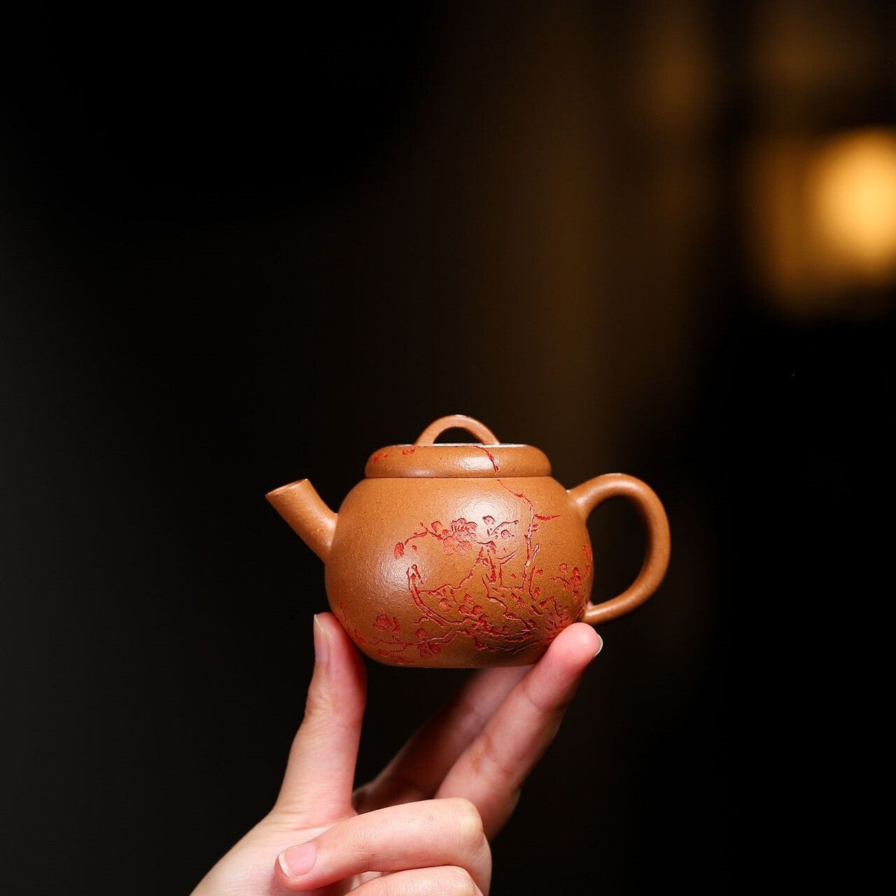 True Yixing Zisha Jiangpo Clay Tea Pot Hand Carved Master Pot 100ml Kungfu Pot