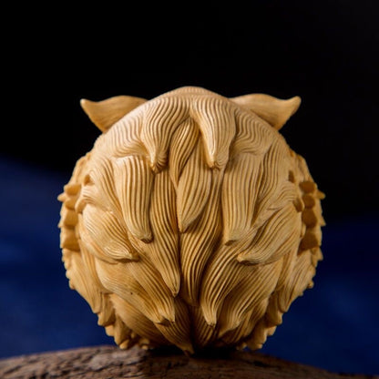 WOODEN BOXWOOD HANDMADE TIGER HEAD STATUE NETSUKE COLLECTION HAND PIECE