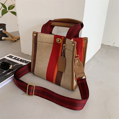 Canvas Tote Bag Women Handbag Stripe Shoulder Bags Big Shopper Totes