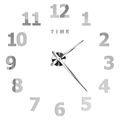 DIY Wall Clocks Acrylic Mirror Large 3D Frameless Home Living Room Decor 37-47In
