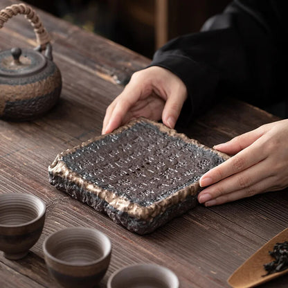 Heart Sutra Stoneware Pot Pot Tray Water Storage Tea Table Pot Mat Pot Tea Tray