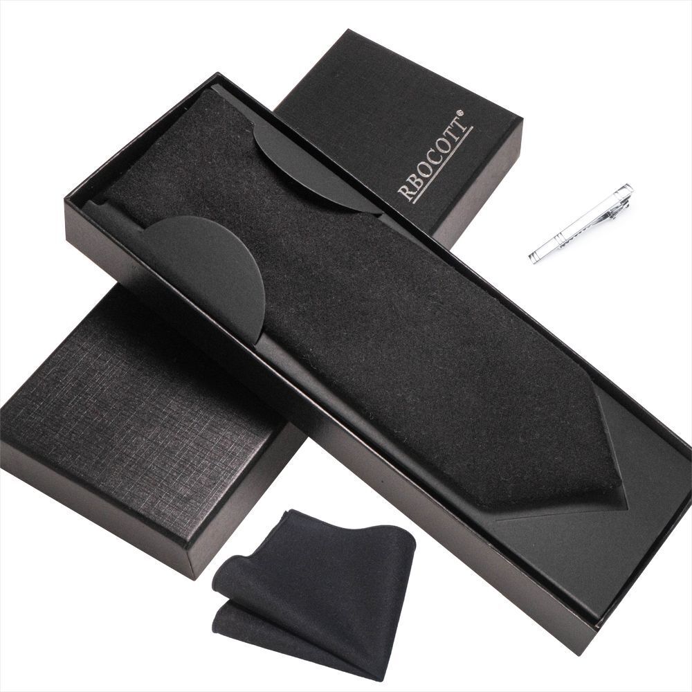 Men Necktie Set 3Pcs Clips Handkerchief Wool Gift Ties Suits Wedding Accessories