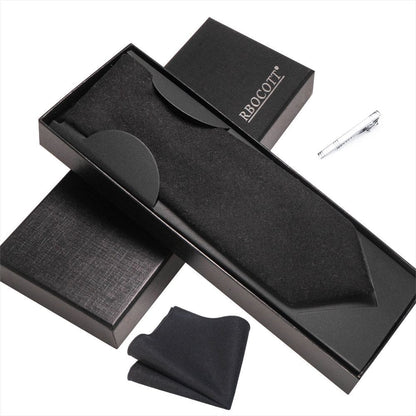 Men Necktie Set 3Pcs Clips Handkerchief Wool Gift Ties Suits Wedding Accessories