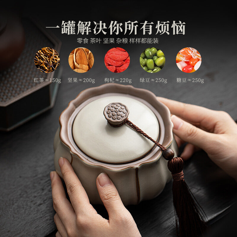 Ceramic Tea Jar Sealed Jar Household Chinese Tea Storage Jar Antique
