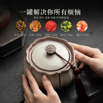 Ceramic Tea Jar Sealed Jar Household Chinese Tea Storage Jar Antique