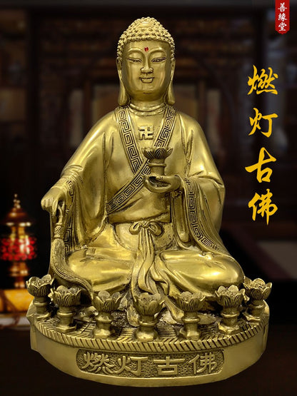 Lamp Burning Ancient Buddha Statue Brass Buddha Statue Buddhist Temple Statue