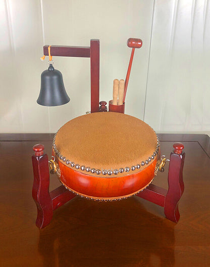 9.9 Inch/24 Cm New Taiwan Buddha Drum Temple Drum Bell Drum Buddhist Drum(Set)