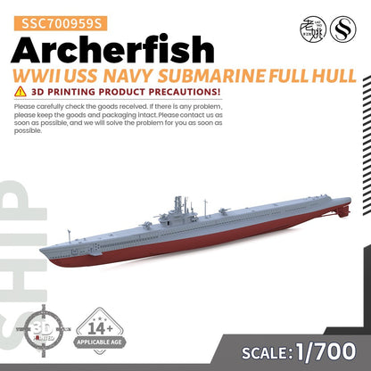 SSC700959S 1/700 Military Model WWII USS Navy Archerfish Submarine Full Hull