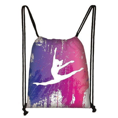Watercolor Art Print Backpack Drawstring Bag Daypack Gymnast Storage Bag Travel