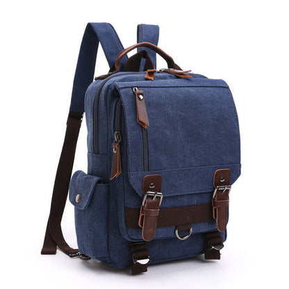 Unisex Canvas Convertible Small Backpack Rucksack Chest Pack Sling Bag Traavel