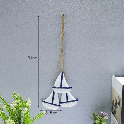 Hanging Decor Wooden Mediterranean Starfish Scallop Fish Pendants Home Ornaments