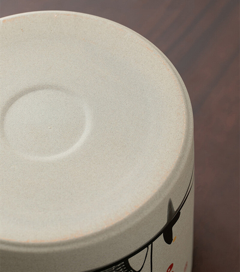 Tea Canister Crude Pottery Tea Caddy Storage For Pu'er Tea Cake Big Jar With Lid