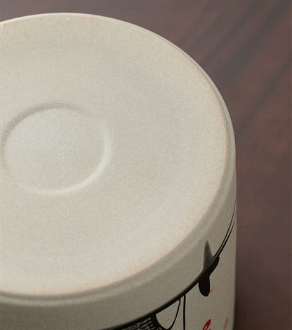 Tea Canister Crude Pottery Tea Caddy Storage For Pu'er Tea Cake Big Jar With Lid