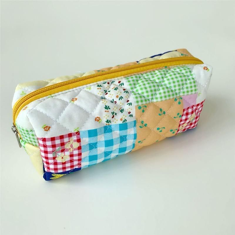 Small Makeup Bag Zipper Cosmetic Pouch Brush Storage Cases 19*8*6 CM Cotton 1 PC