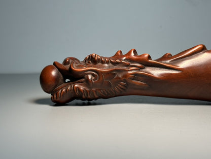 Boxwood Carving with Exquisite Craftsmanship Dragon Spitting Tea Spoo Collected