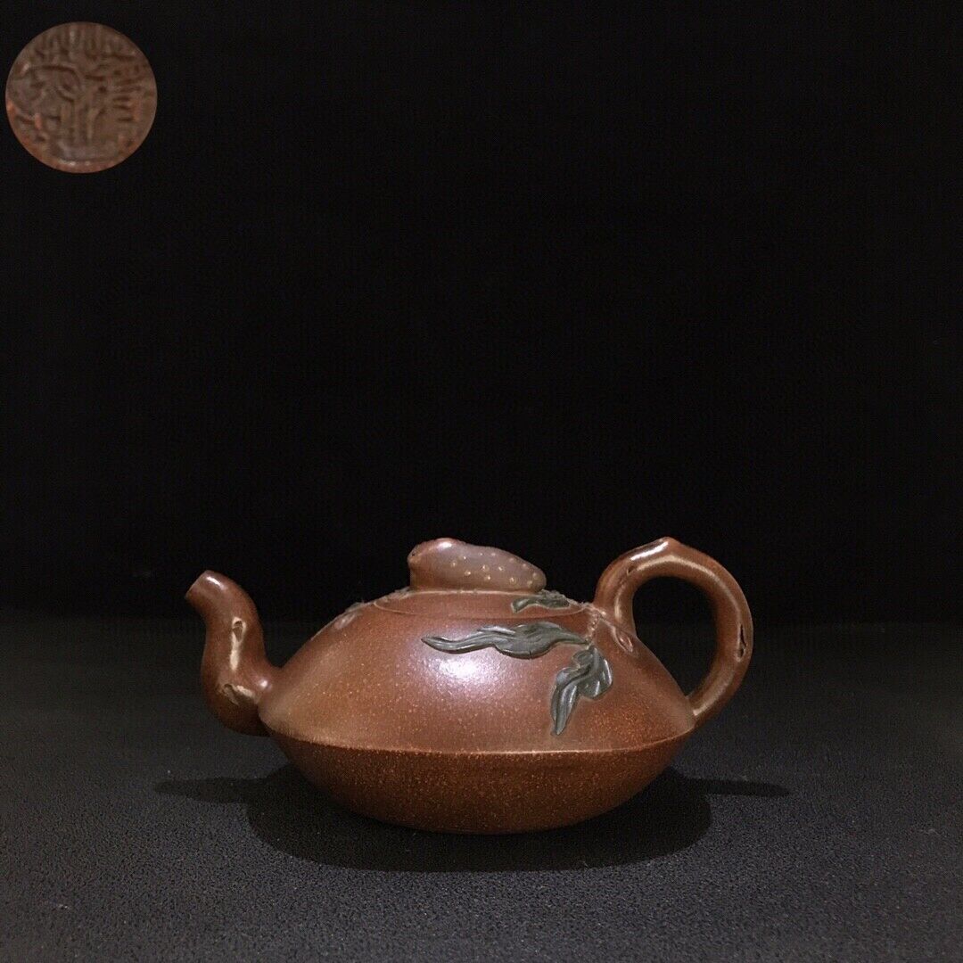 vintage chinese yixing purple clay teapot zisha ceremony carving Collectible art