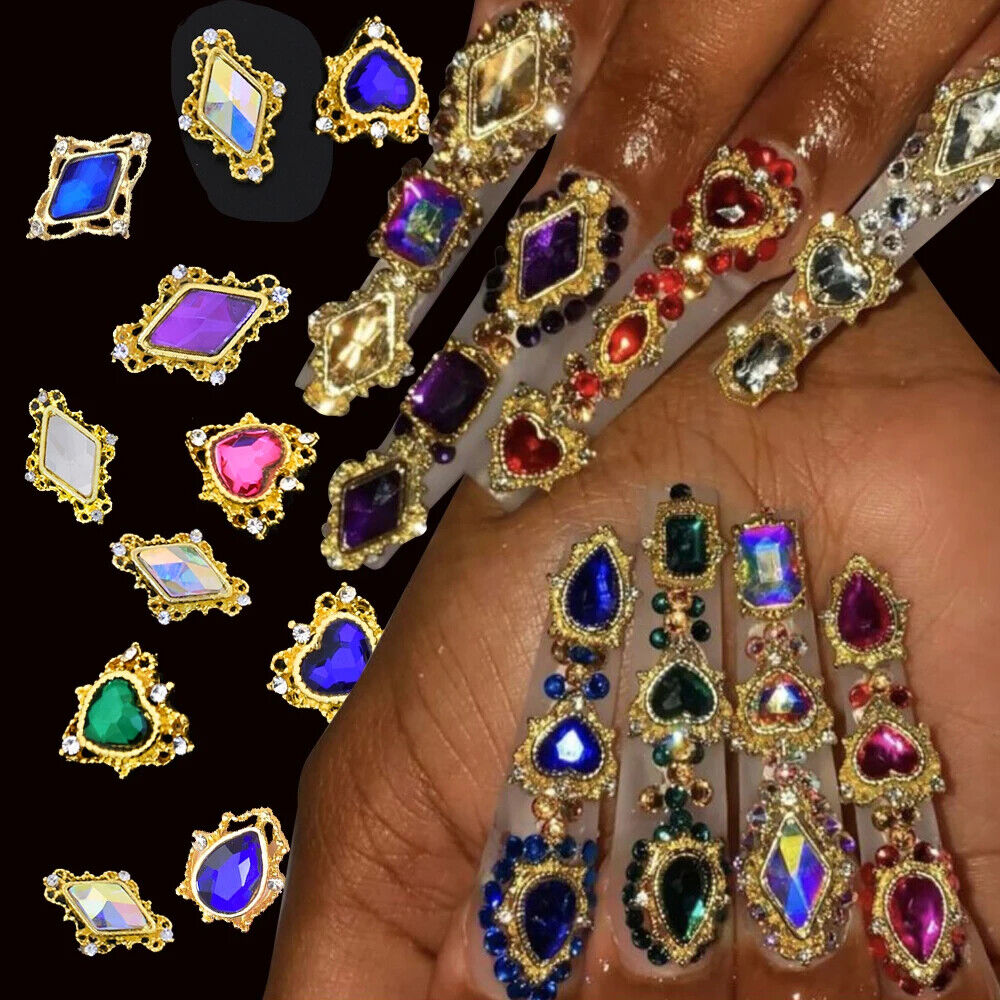 Nail Charms 30Pcs Boxed Luxury Shiny Planet Alloy 3D Art Rhinestones Bling Decor