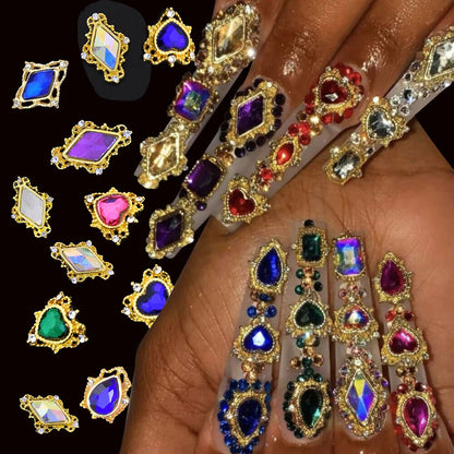 Nail Charms 30Pcs Boxed Luxury Shiny Planet Alloy 3D Art Rhinestones Bling Decor