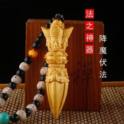 1pc Chinese Wood Carving Vajra Pestle Pendant Statues