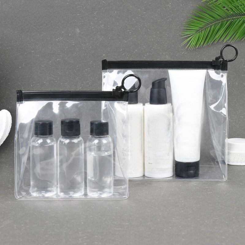 PVC Transparent Bathroom Cosmetic Bag Clear Zipper Makeup Bag Waterproof Purse