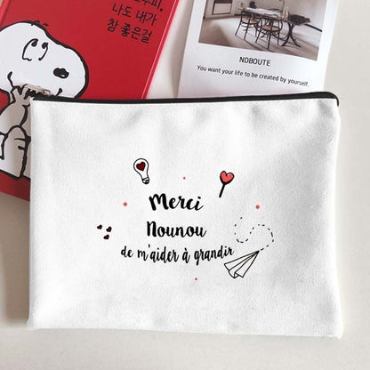 Canvas Makeup Bag White Cosmetic Beauty Organizer Toiletry Storage Pouch Purse