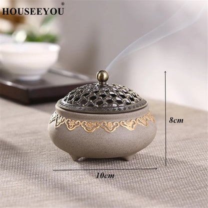 Ceramic Mosquito Repellent Incense Burner Coil Censer Decor Incense Holder