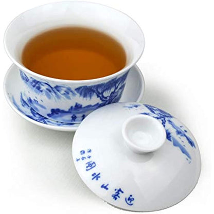 Porcelain Gaiwan Teacup White Glazed Tureen Chinese Sancai Cover Bowl Lip Cup