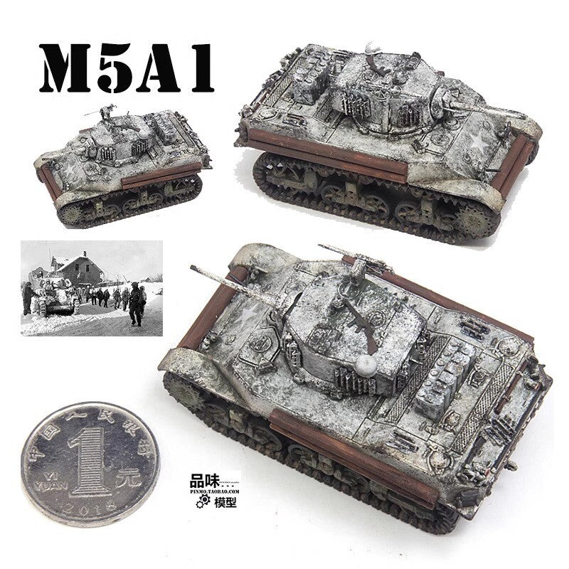 S-Model 1/72 U.S. M5A1 Light Tank Snow Paint PP0058 Finished Model Ornament