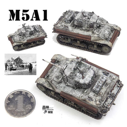 S-Model 1/72 U.S. M5A1 Light Tank Snow Paint PP0058 Finished Model Ornament