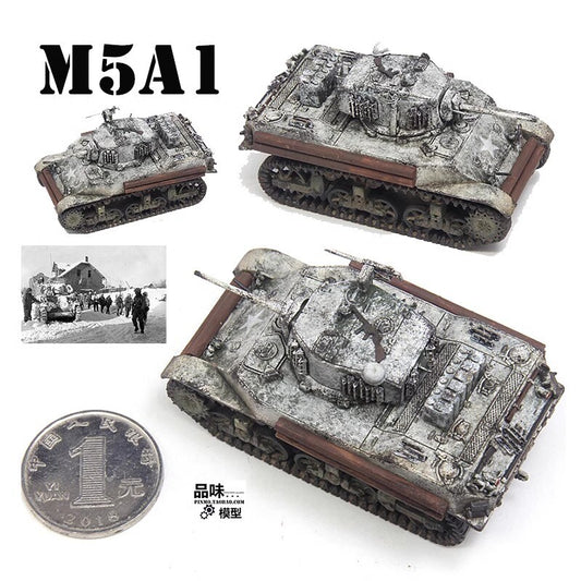 S-Model 1/72 U.S. M5A1 Light Tank Snow Paint PP0058 Finished Model Ornament